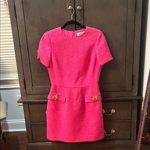 Oscar de la Renta Vibrant Pink Textured Dress